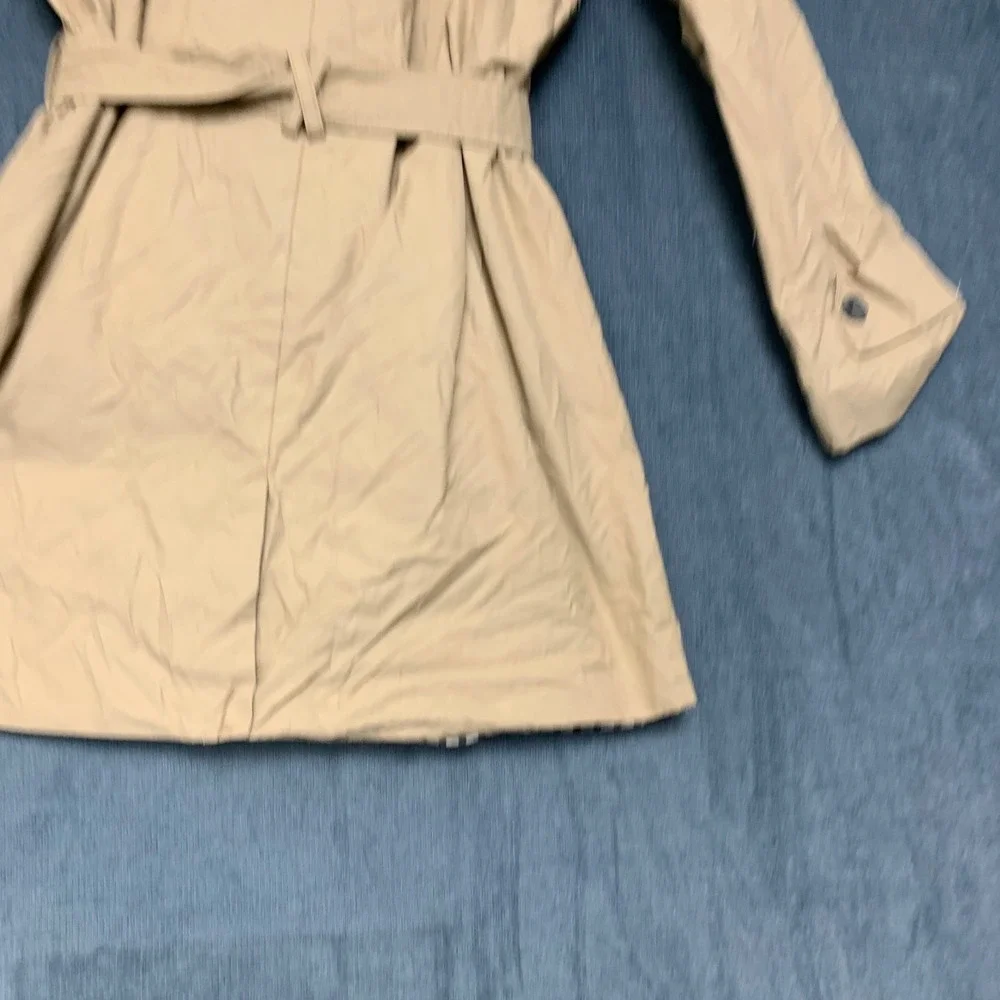 Zara Trench Coat Girls 13-14 Beige Lined Vented Back Double Breasted Tie Waist